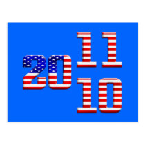 2011 american USA flag New Year's party postcards