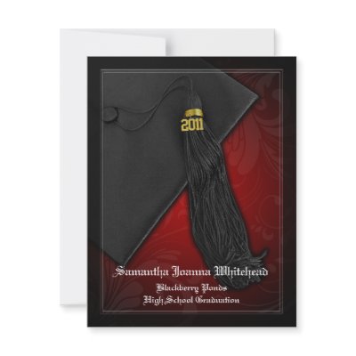 2011 Black and Red Tassel Charm Graduation Announcement by CustomInvites