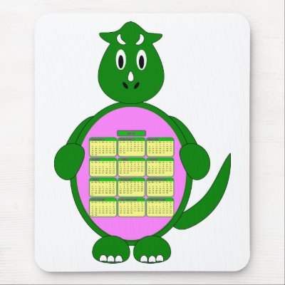 2011 Calendar Green Dinosaur Mousepad by MissMissyLue