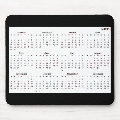 2011 Calendar Mousepad White