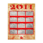 2011 chinese New Year Rabbit Calendar Post Card