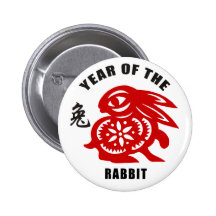 2011 Chinese Paper Cut Year of The Rabbit Buttons