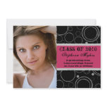 2011 Distress circles pink graduation announcement invitations