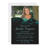 2011 Elegant teal swirls graduation party invite invitations
