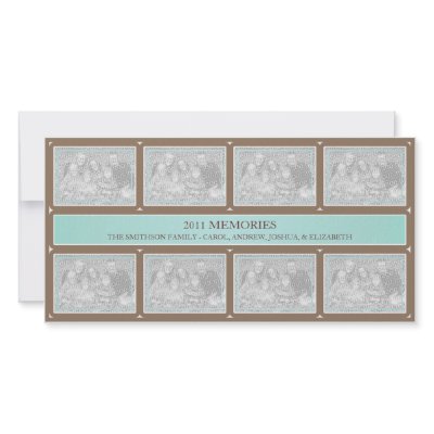 2011 Memories New Year Collage Baby Blue Brown Photo Cards by OrangeBirdDesigns