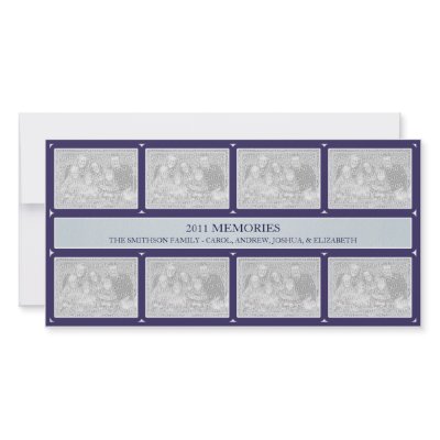2011 Memories New Year Collage Blue Customized Photo Card by OrangeBirdDesigns