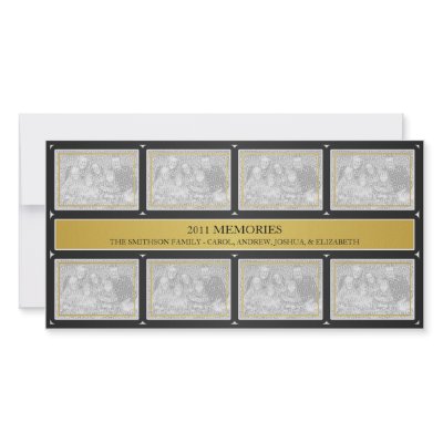 2011 Memories New Year Collage Gold Black Photo Greeting Card by OrangeBirdDesigns