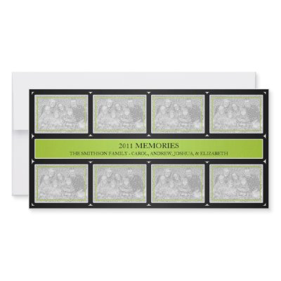 2011 Memories New Year Collage Lime Green Black Photo Card Template by OrangeBirdDesigns
