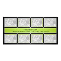 2011 Memories New Year Collage Lime Green Black Photo Card Template