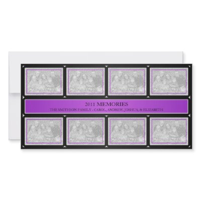 2011 Memories New Year Collage Purple Black Customized Photo Card by OrangeBirdDesigns