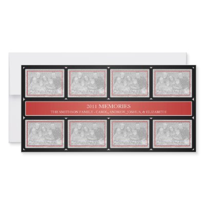2011 Memories New Year Collage Red Black Picture Card by OrangeBirdDesigns