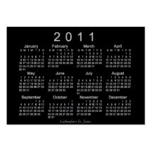 2011 Pocket Calendar Business Card Template