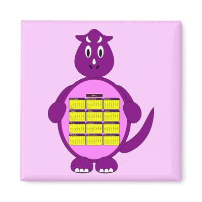 2011 Purple Dinosaur Calendar Magnet by MissMissyLue