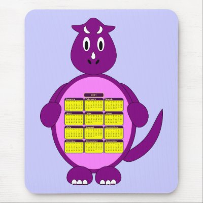 2011 Purple Dinosaur Calendar Mousepad by MissMissyLue