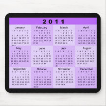 2011 Year at a Glance Calendar Mousemats