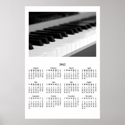 2012 Beautiful Music Piano Yearly Wall Calendar Print by inspiredbygenius