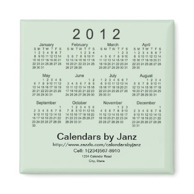 2012 Calendar Business Card Template Refrigerator Magnets by Calendars_by_Janz
