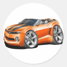 2012 Camaro Orange-Black Convertible Round Stickers