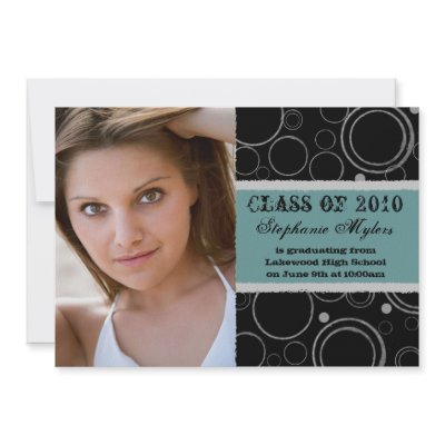 2012 Distress circles teal graduation announcement by Jamene