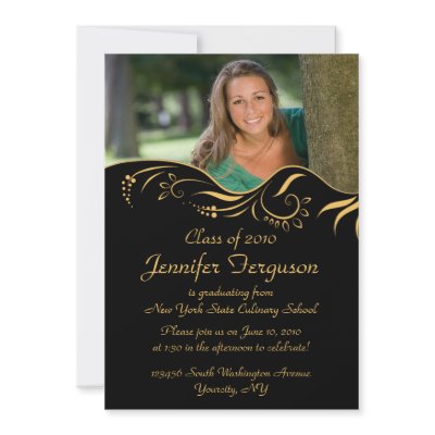 2012 Elegant gold swirls graduation party invite by Jamene