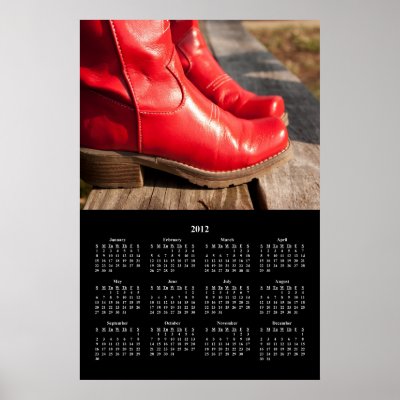 2012 Fancy Red Cowboy Boots Calendar
