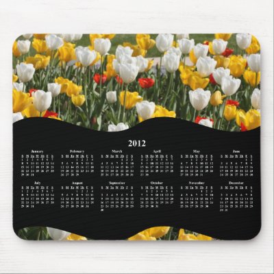 2012 Field of Colourful Tulips Yearly Calendar Mousepads by inspiredbygenius