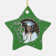 2012 Star Graduate Photo Green Christmas Ornaments