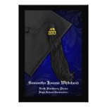 2013 Black and Blue Tassel Charm 5x7 Graduation Custom Invitation
