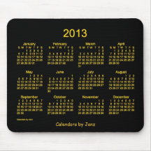 2013 Calendar Neon Gold Mouse Pad