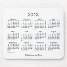 2013 Calendar White Hot Charcoal Mouse Pad