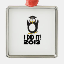 2013 I Did It Graduation Funny Penguin Christmas Ornaments