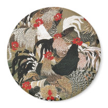 20. 群鶏図, 若冲 Flock of Roosters, Jakuchu Refrigerator Magnet