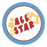 20 - 1.5"  Envelope Seal All-Star Blue Round Stickers