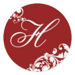 20 - 1.5"  Envelope Seal Crimson Red White Floral