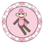 20 - 1.5"  Envelope Seal Pink Argyle Sock Monkey
