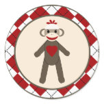 20 - 1.5"  Envelope Seal Red Sock Monkey Argyle