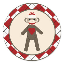 20 - 1.5"  Envelope Seal Red Sock Monkey Argyle