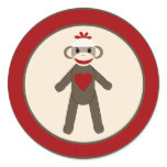 20 - 1.5"  Envelope Seal Red Sock Monkey Stickers