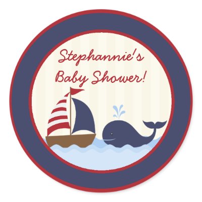 20 - 1.5"  Favour Stickers Ahoy Nautical Whale Boa by AnnLeeDesigns