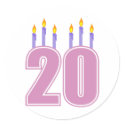 20 Birthday Candles (Purple / Pink) stickers