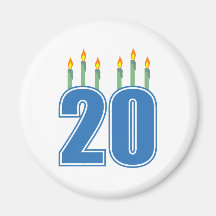20 Candles (Blue / Green) Fridge Magnet