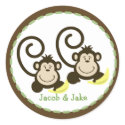 20 Customisable Cupcake Toppers Twin Silly Monkeys stickers
