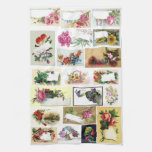 20 Floral Victorian Trade Cards Collage Towel