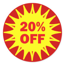 20 PERCENT OFF RETAIL LABEL STICKER