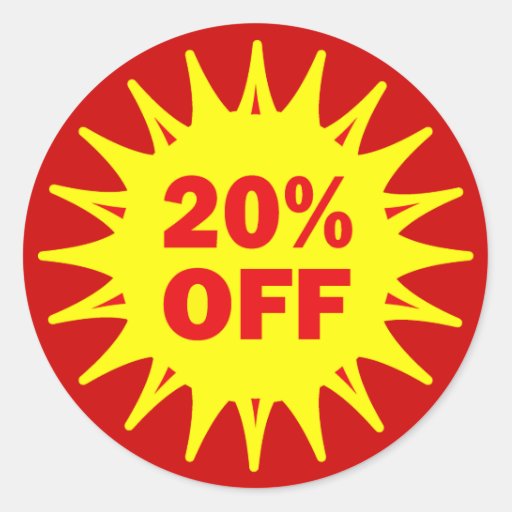 20 PERCENT OFF RETAIL LABEL STICKER | Zazzle