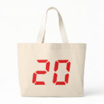 20 twenty red alarm clock digital number tote bags