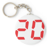 20 twenty red alarm clock digital number key chain