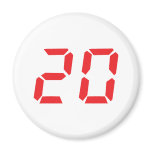 20 twenty red alarm clock digital number refrigerator magnet