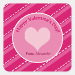 20 Valentine's Day Hearts n Dashes Square Stickers stickers