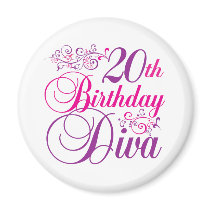 20th Birthday Diva Refrigerator Magnet